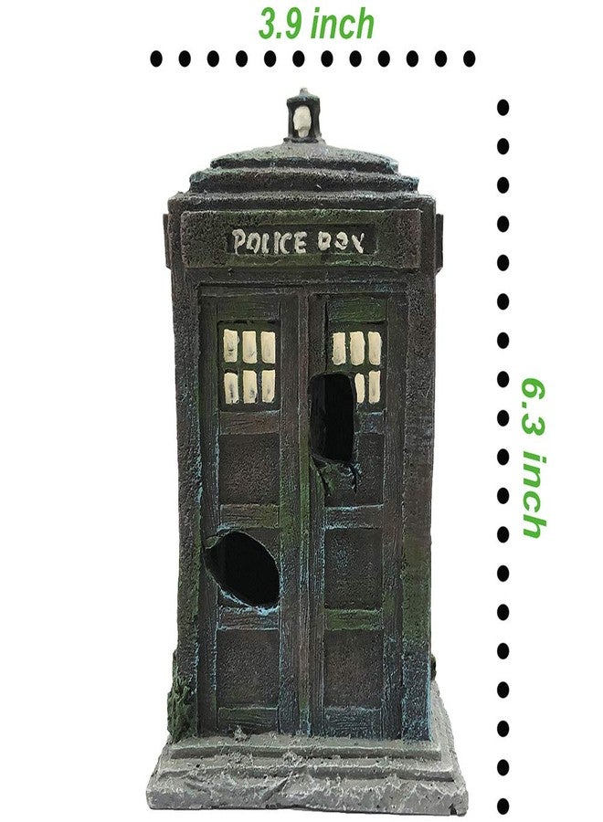 SLOCME Fish Tank Tardis Police Box Decorations - Aquarium Fish Hideout House Resin Ornament,Blue - Image 3